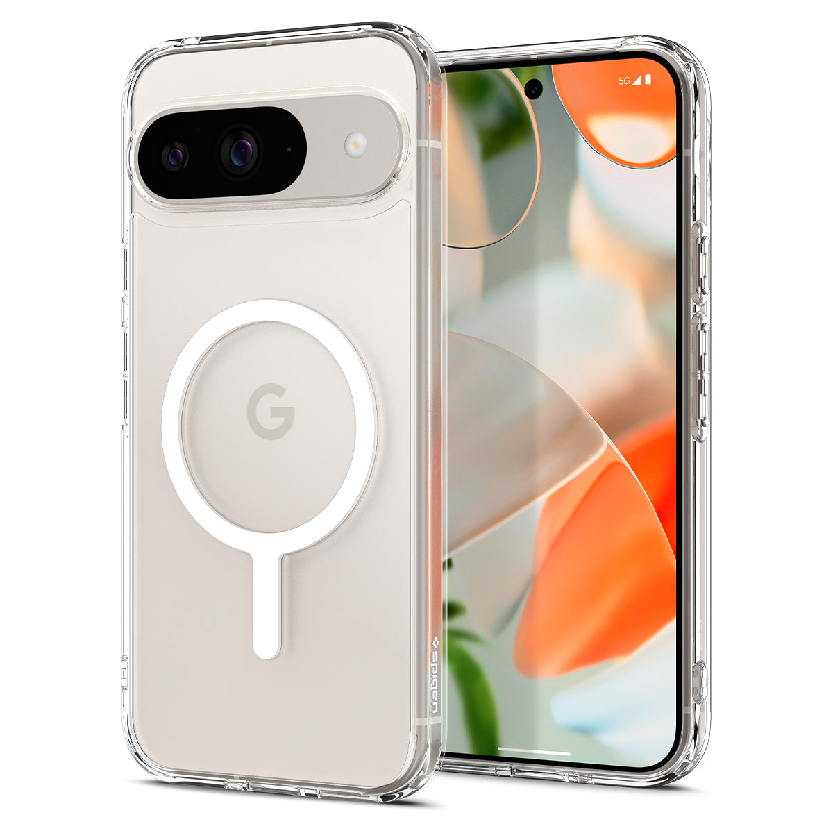 Schutzhülle für Google Pixel 9 / 9 Pro, Spigen Ultra Hybrid OneTap Metal Ring, Transparent-Weiß