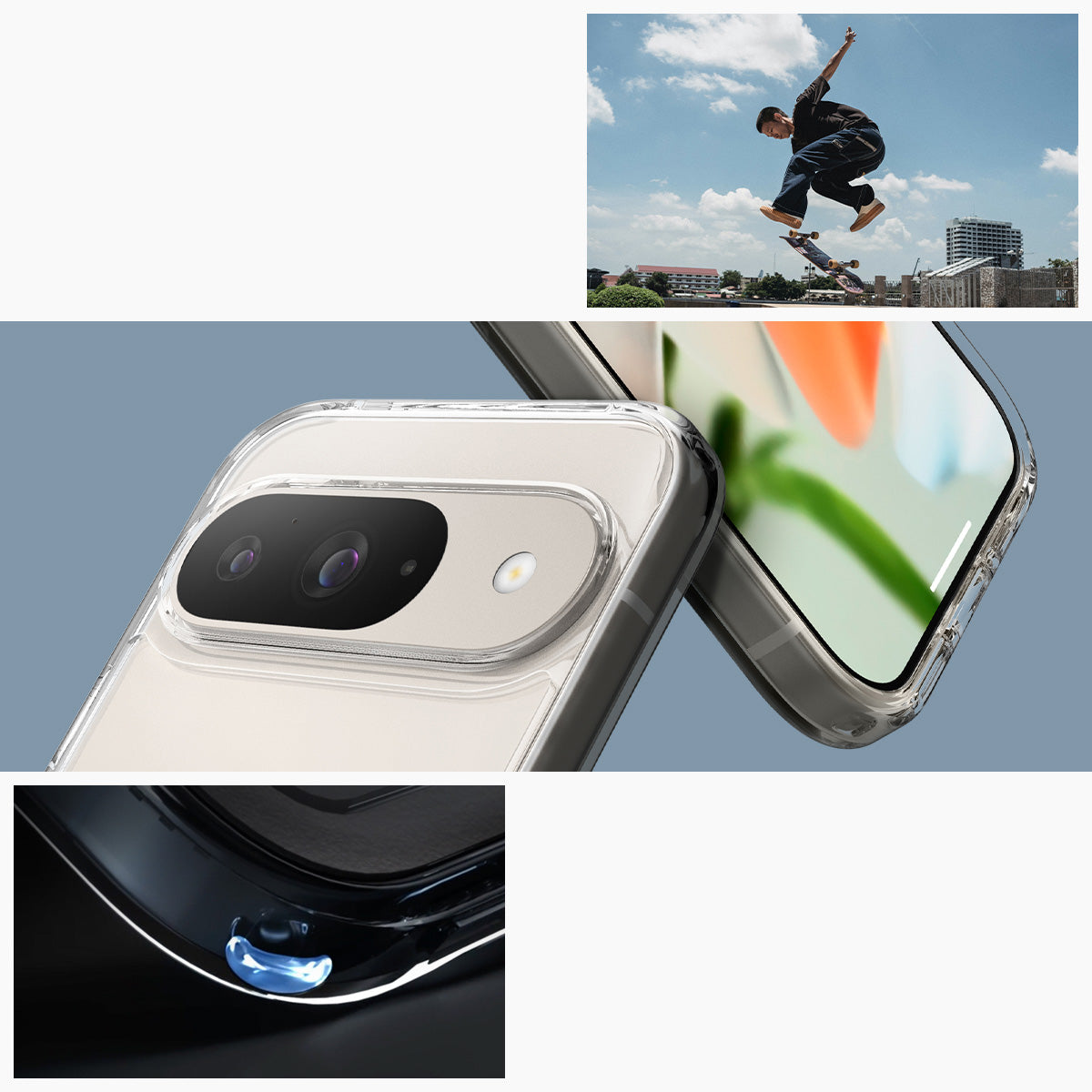 Schutzhülle für Google Pixel 9 / 9 Pro, Spigen Ultra Hybrid OneTap Metal Ring, Transparent-Weiß