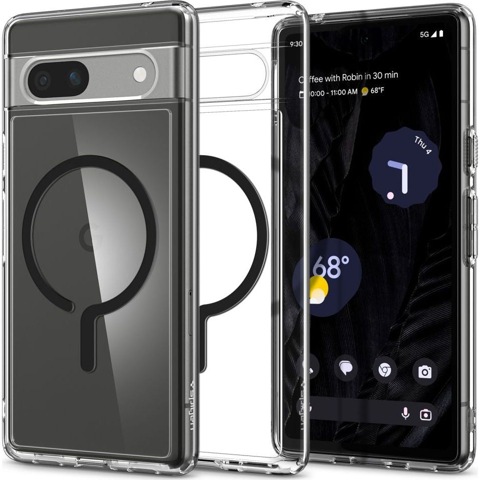 Schutzhülle Spigen Ultra Hybrid OneTap Ring mit MagSafe für Google Pixel 7A, Transparent-Schwarz