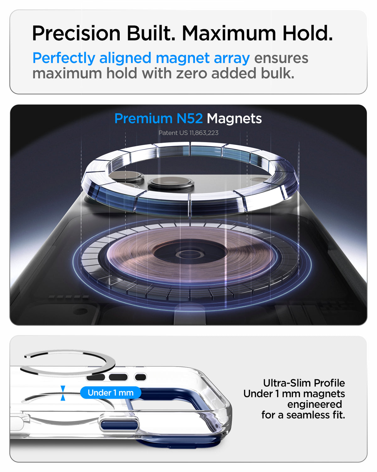 Handyhülle für iPhone 18 Pro / 17 Pro, Spigen Ultra Hybrid Optik S Mag mit MagSafe, Transparent-Dunkelblau (5/12)