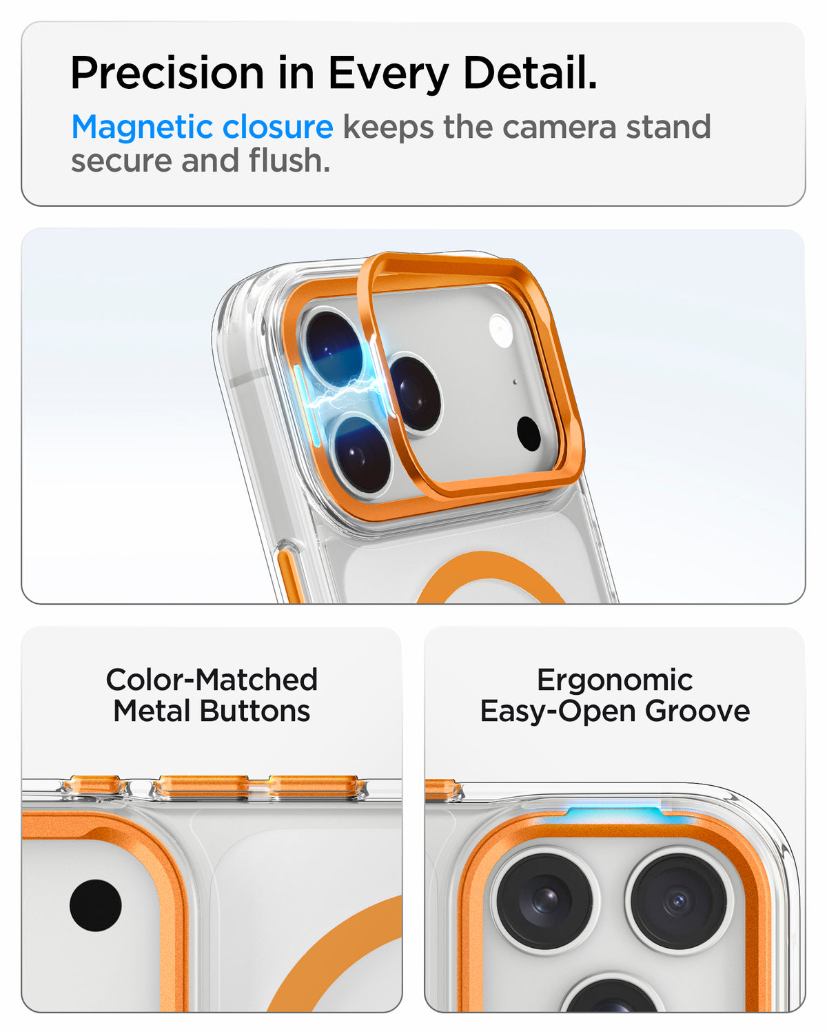 Handyhülle für iPhone 18 Pro / 17 Pro, Spigen Ultra Hybrid Optik S Mag mit MagSafe, Transparent-Orange (2/12)