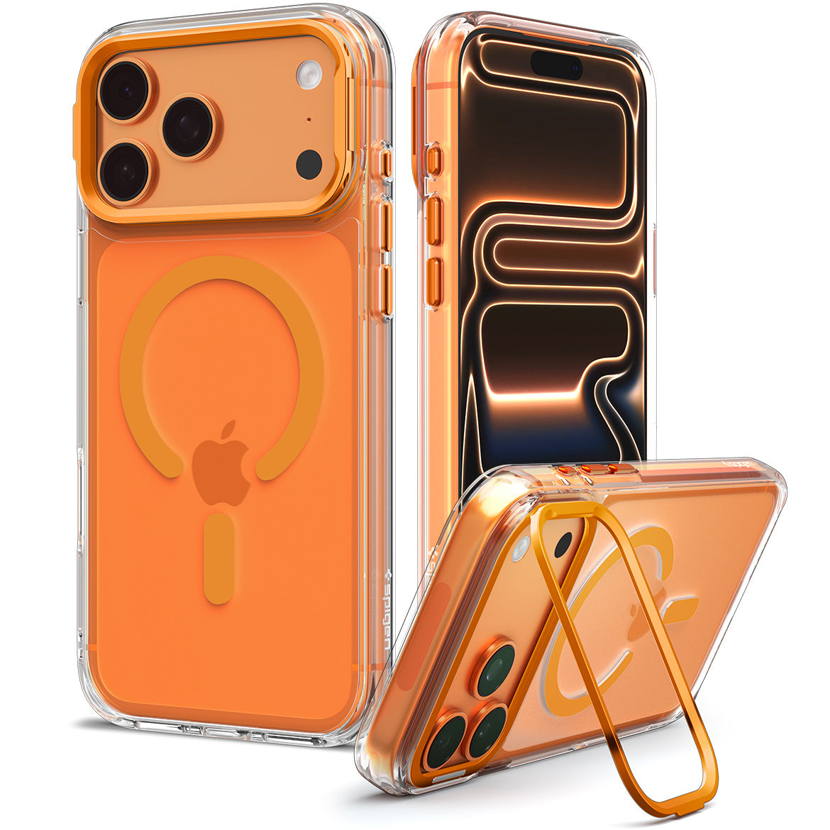 Handyhülle für iPhone 18 Pro / 17 Pro, Spigen Ultra Hybrid Optik S Mag mit MagSafe, Transparent-Orange (8/12)
