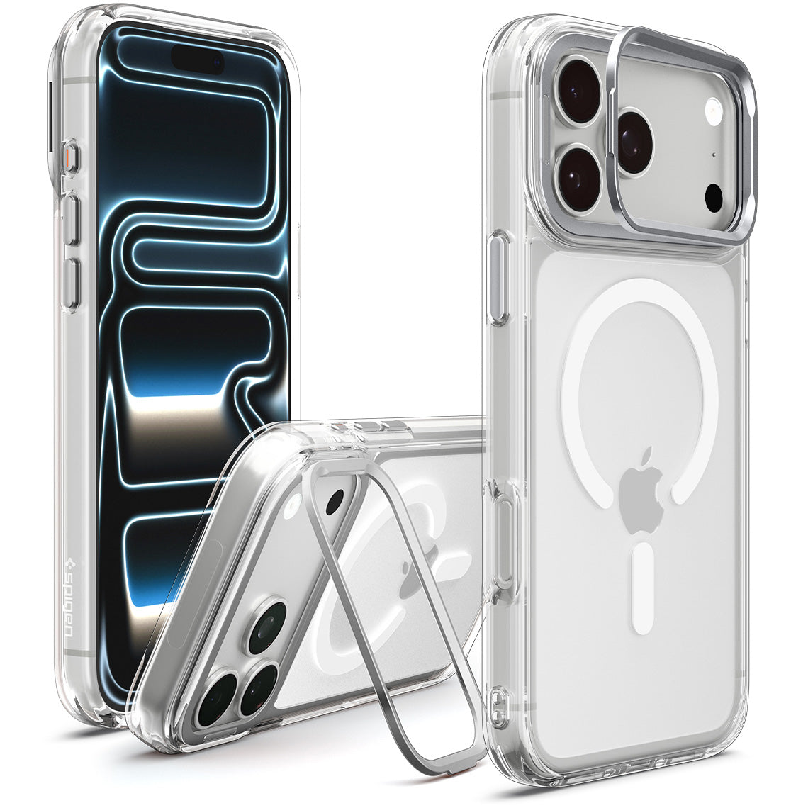 Handyhülle für iPhone 18 Pro / 17 Pro, Spigen Ultra Hybrid Optik S Mag mit MagSafe, Transparent-Silbern (8/12)
