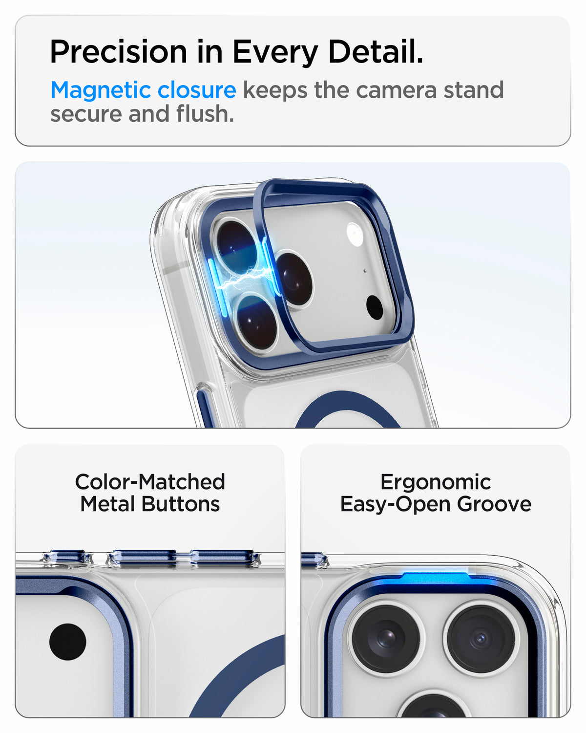 Handyhülle für iPhone 18 Pro Max / 17 Pro Max, Spigen Ultra Hybrid Optik S Mag mit MagSafe, Transparent-Dunkelblau (2/12)