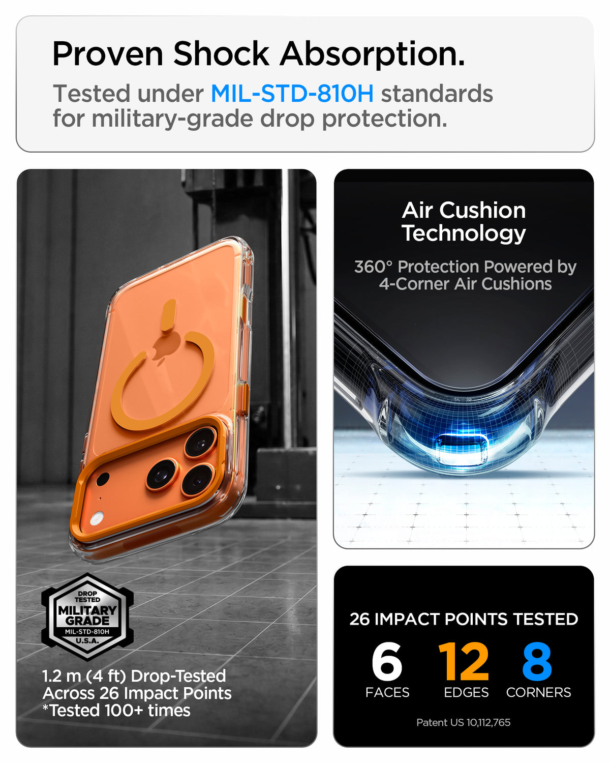 Handyhülle für iPhone 18 Pro Max / 17 Pro Max, Spigen Ultra Hybrid Optik S Mag mit MagSafe, Transparent-Orange (7/12)