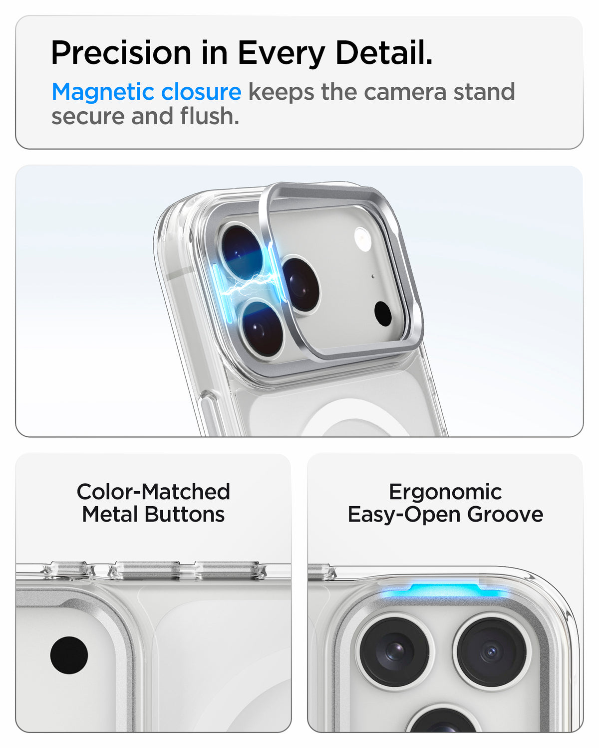 Handyhülle für iPhone 18 Pro Max / 17 Pro Max, Spigen Ultra Hybrid Optik S Mag mit MagSafe, Transparent-Silbern (2/12)