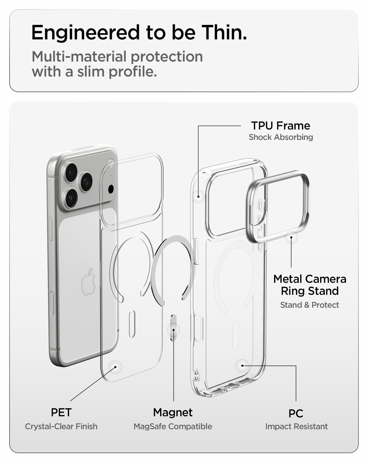 Handyhülle für iPhone 18 Pro Max / 17 Pro Max, Spigen Ultra Hybrid Optik S Mag mit MagSafe, Transparent-Silbern (9/12)