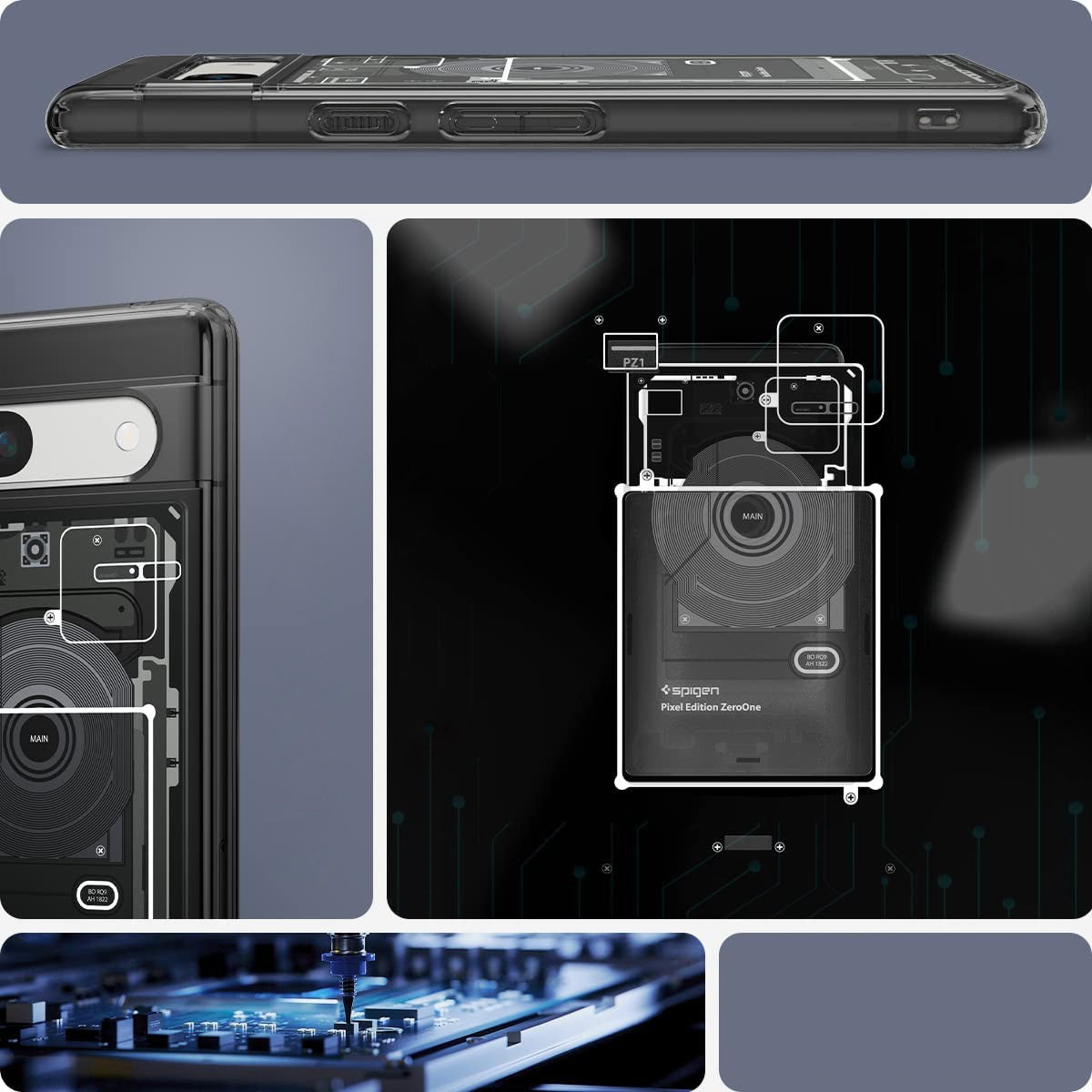 Schutzhülle Spigen Ultra Hybrid für Pixel 7A, Rauchfarben-Grau (Zero One)