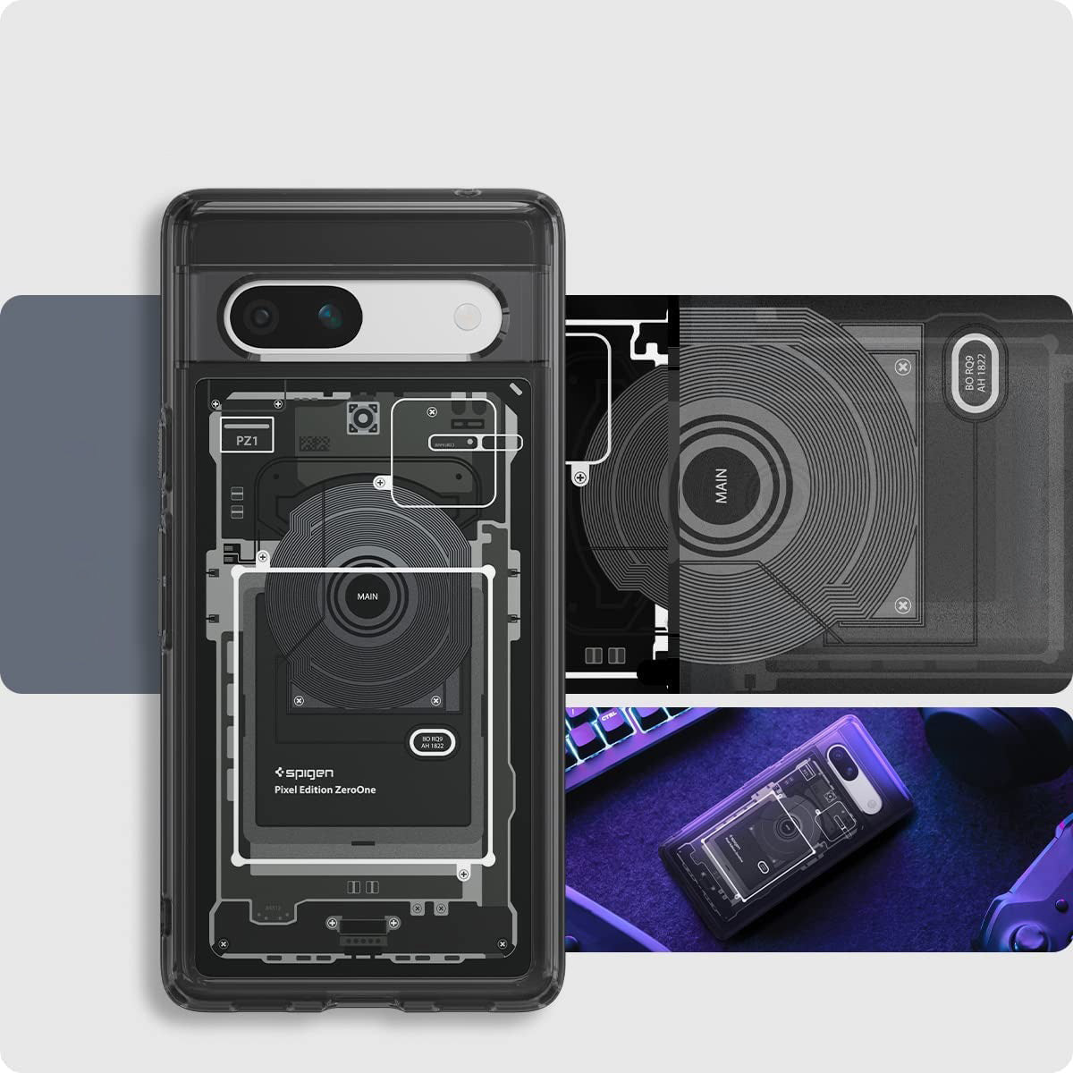 Schutzhülle Spigen Ultra Hybrid für Pixel 7A, Rauchfarben-Grau (Zero One)
