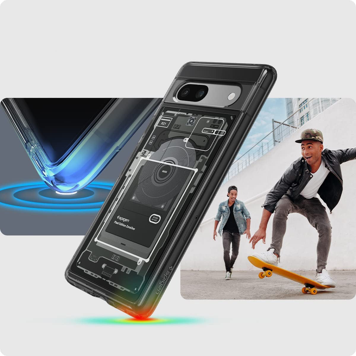 Schutzhülle Spigen Ultra Hybrid für Pixel 7A, Rauchfarben-Grau (Zero One)