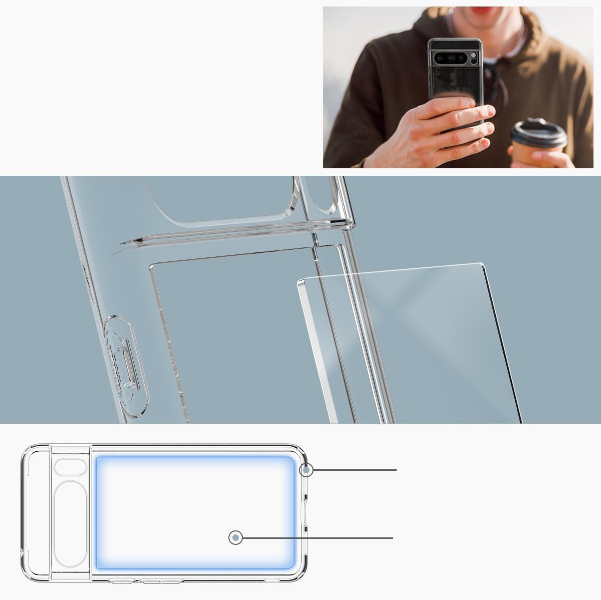 Schutzhülle Spigen Ultra Hybrid für Google Pixel 8 Pro, Transparent