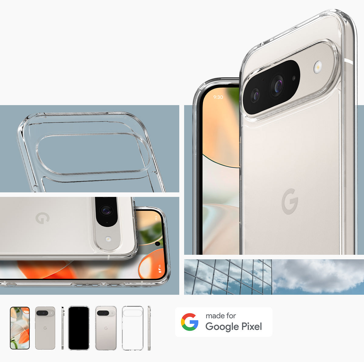 Schutzhülle für Google Pixel 9 / 9 Pro, Spigen Ultra Hybrid, Transparent