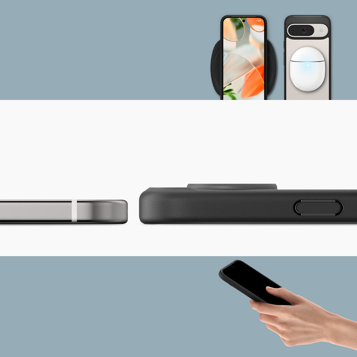 Schutzhülle für Google Pixel 9 / 9 Pro, Spigen Ultra Hybrid, Transparent/Schwarz