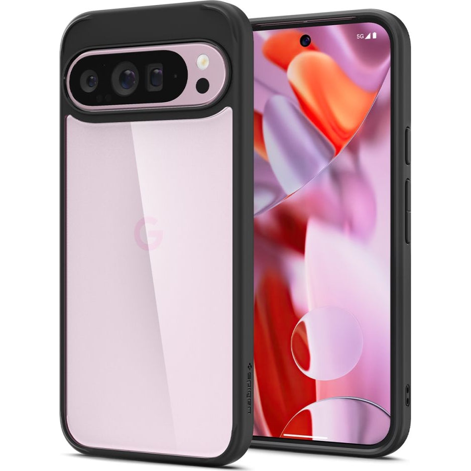 Schutzhülle für Google Pixel 9 Pro XL, Spigen Ultra Hybrid, Transparent und Schwarz