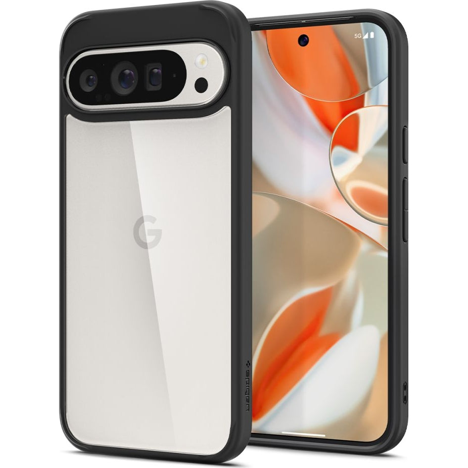 Schutzhülle für Google Pixel 9 Pro XL, Spigen Ultra Hybrid, Transparent und Schwarz
