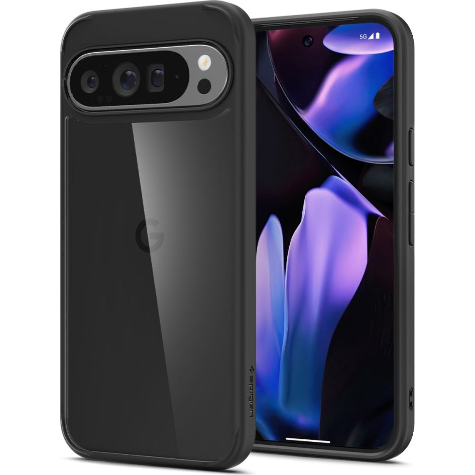 Schutzhülle für Google Pixel 9 Pro XL, Spigen Ultra Hybrid, Transparent und Schwarz