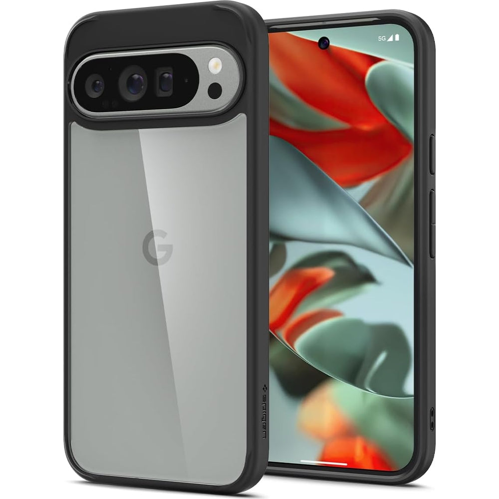 Schutzhülle für Google Pixel 9 Pro XL, Spigen Ultra Hybrid, Transparent und Schwarz