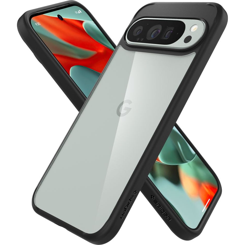Schutzhülle für Google Pixel 9 Pro XL, Spigen Ultra Hybrid, Transparent und Schwarz