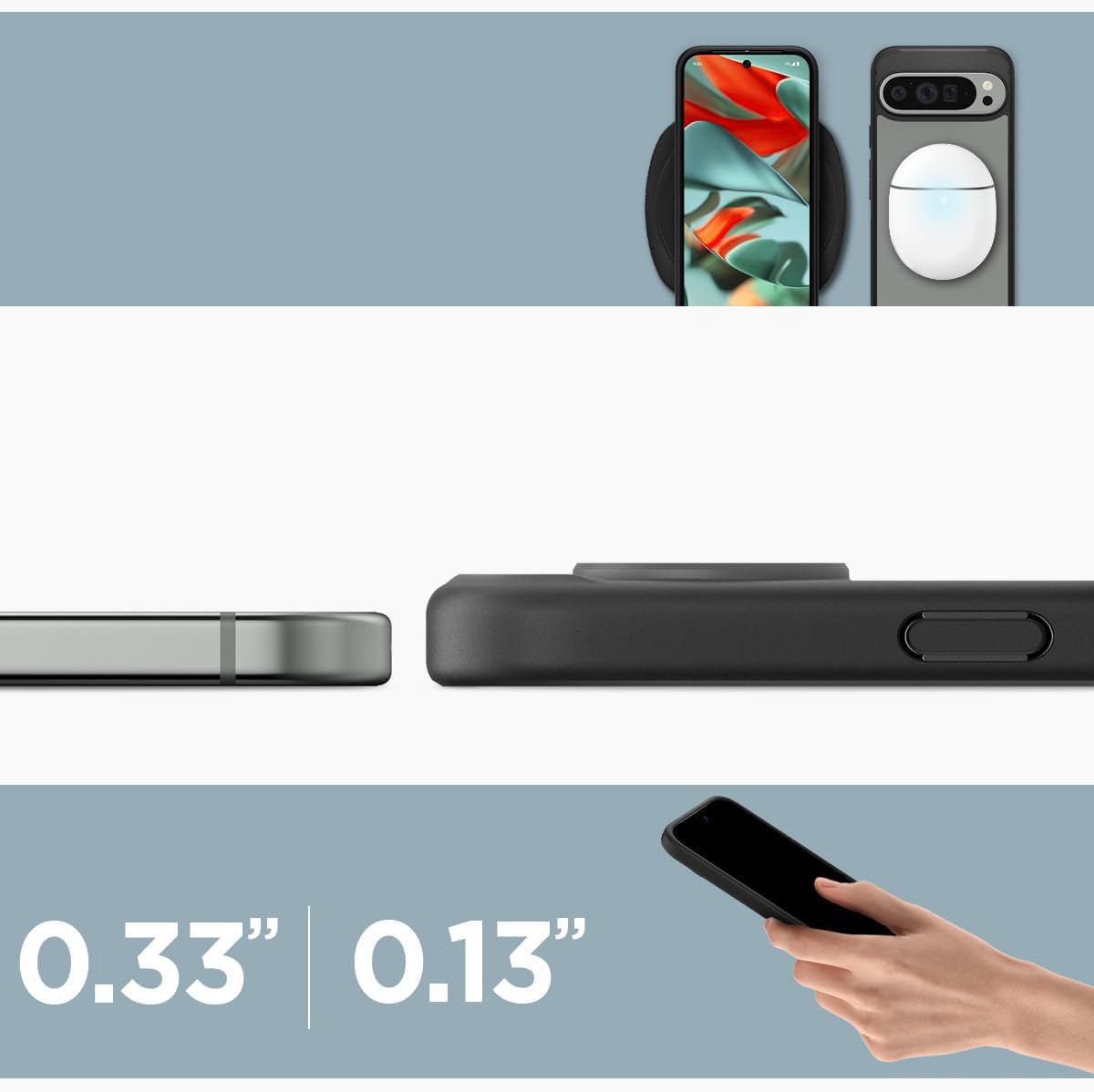 Schutzhülle für Google Pixel 9 Pro XL, Spigen Ultra Hybrid, Transparent und Schwarz