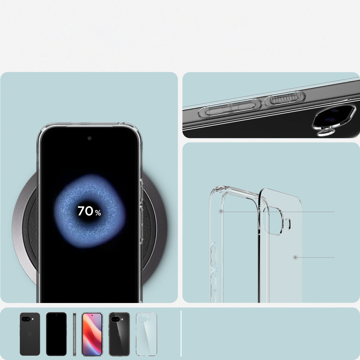 Handyhülle für Google Pixel 9a, Spigen Ultra Hybrid, Transparent