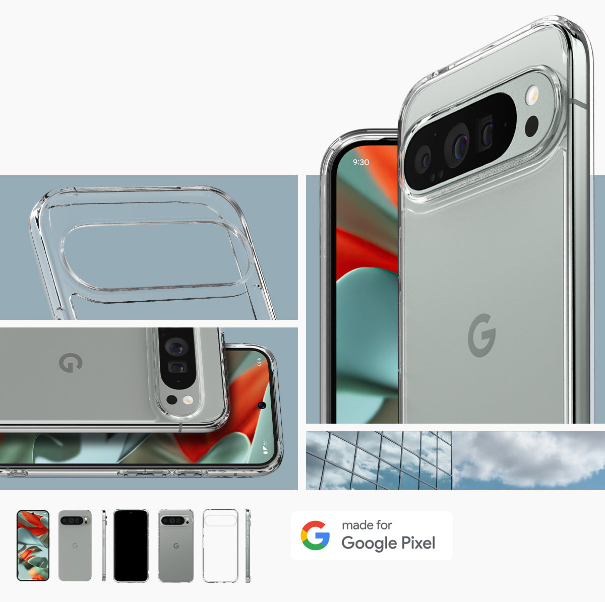 Schutzhülle für Google Pixel 9 Pro XL, Spigen Ultra Hybrid, Transparent