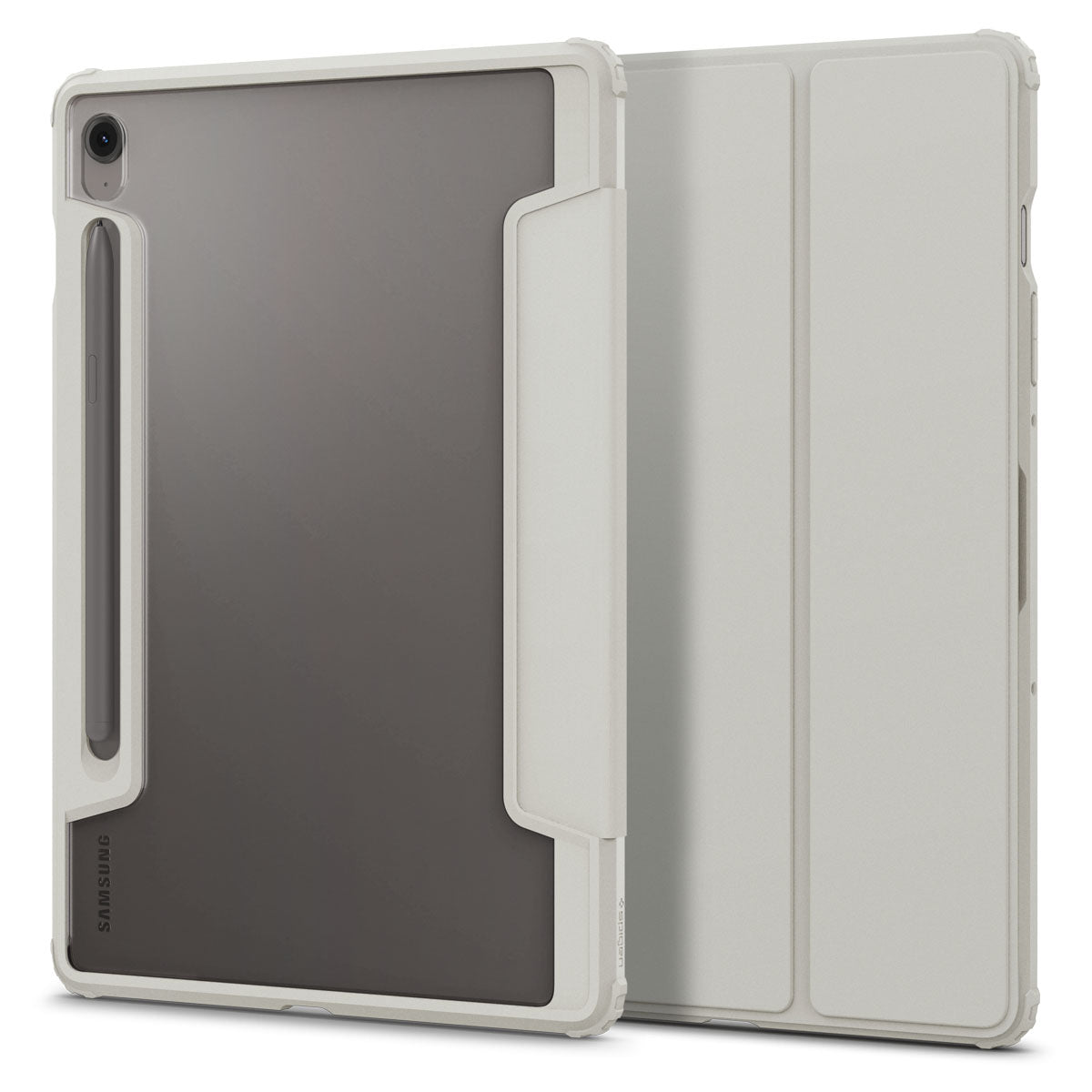 Hülle für Galaxy Tab S10 FE / S9, Spigen Ultra Hybrid Pro, Grau-Transparent