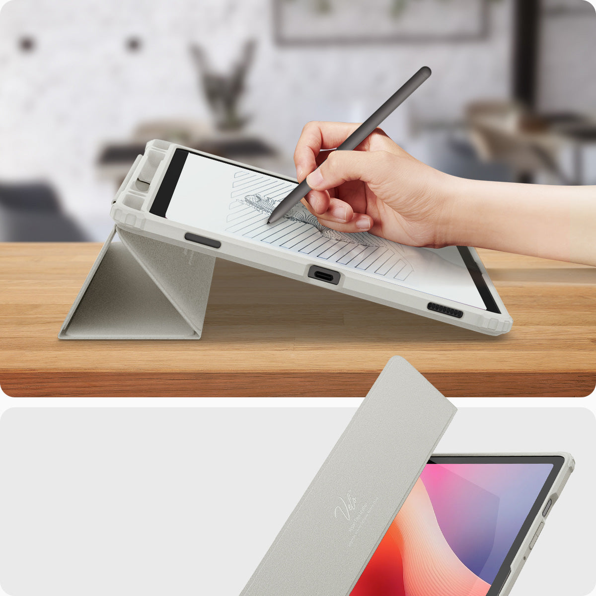 Hülle für Galaxy Tab S10 FE / S9, Spigen Ultra Hybrid Pro, Grau-Transparent