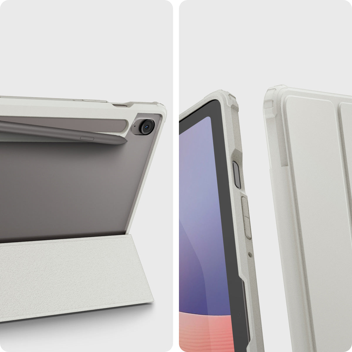 Hülle für Galaxy Tab S10 FE / S9, Spigen Ultra Hybrid Pro, Grau-Transparent