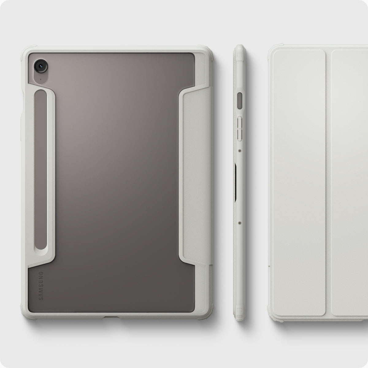 Hülle für Galaxy Tab S10 FE / S9, Spigen Ultra Hybrid Pro, Grau-Transparent