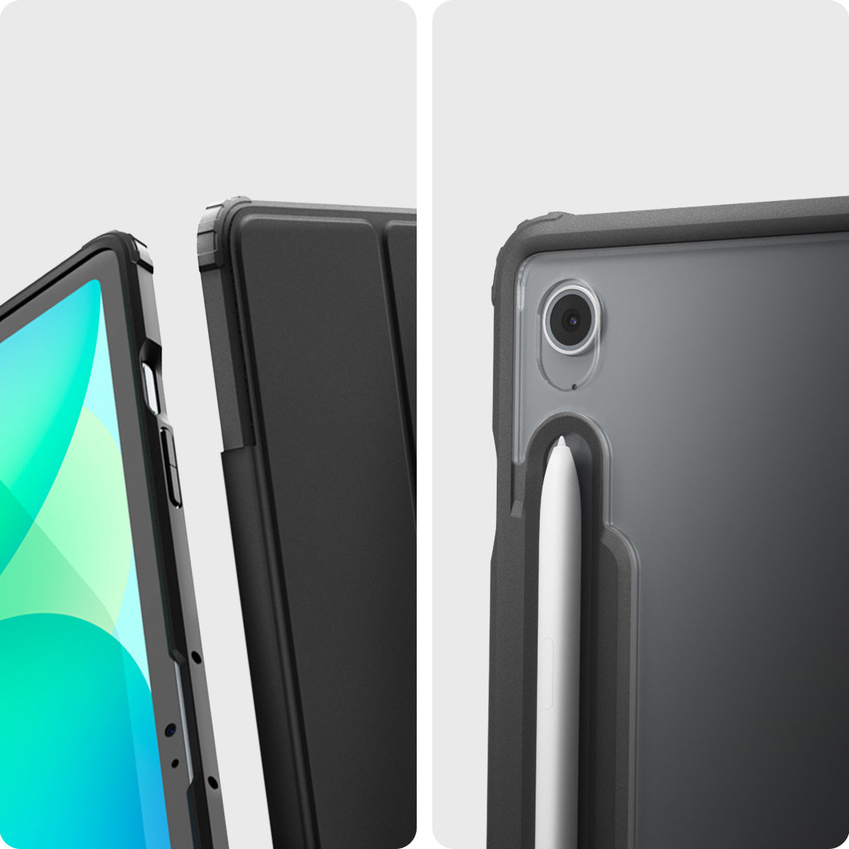 Hülle für Galaxy Tab S10 FE Plus, Spigen Ultra Hybrid Pro, Schwarz-Transparent