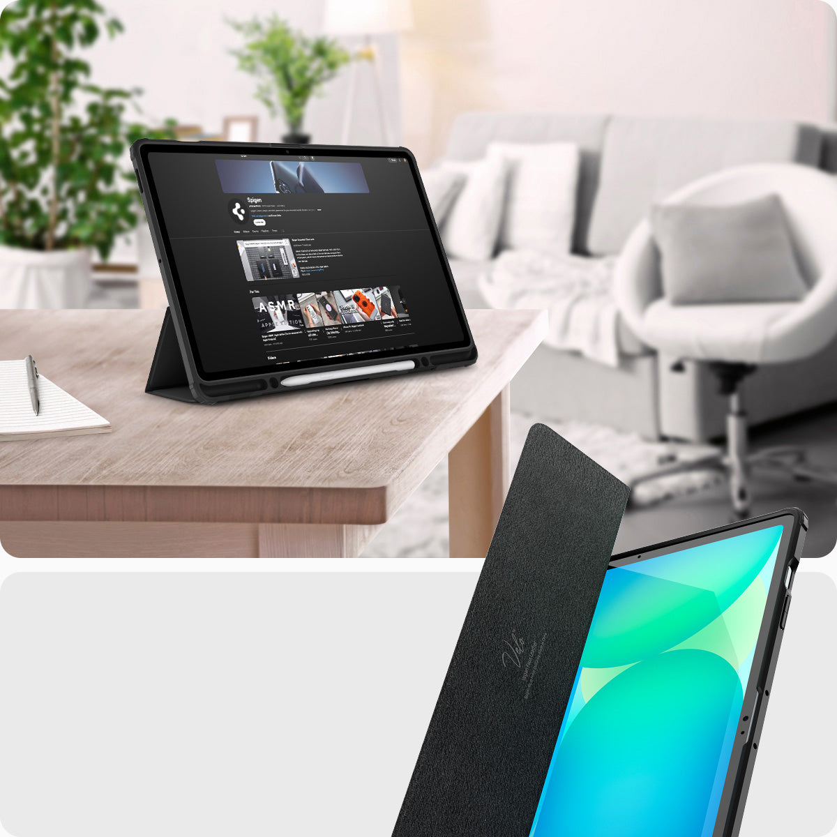 Hülle für Galaxy Tab S10 FE Plus, Spigen Ultra Hybrid Pro, Schwarz-Transparent
