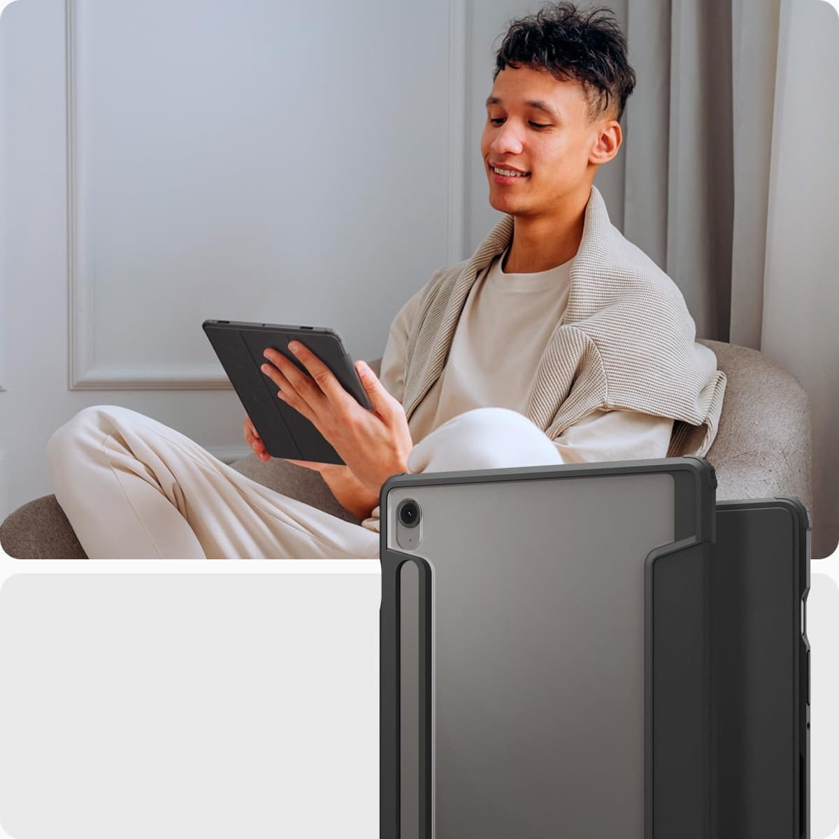 Schutzhülle für Galaxy Tab S10 FE / S9, Spigen Ultra Hybrid Pro, Schwarz und Transparent