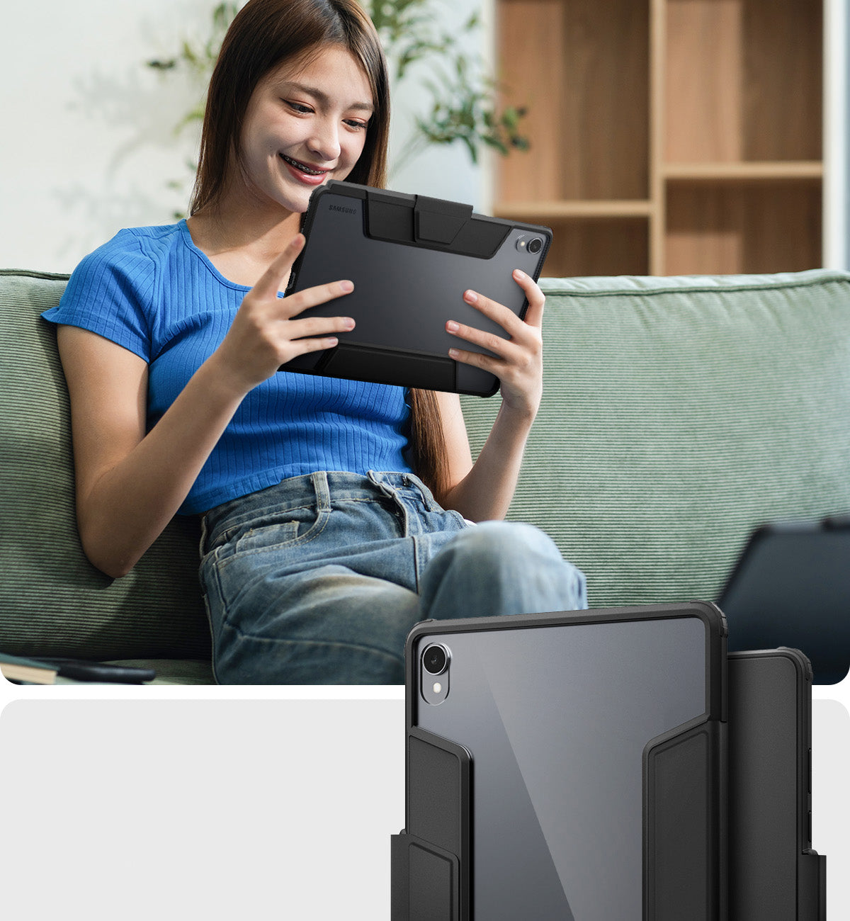 Schutzhülle für Galaxy Tab S11, Spigen Ultra Hybrid Pro, Schwarz-Transparent