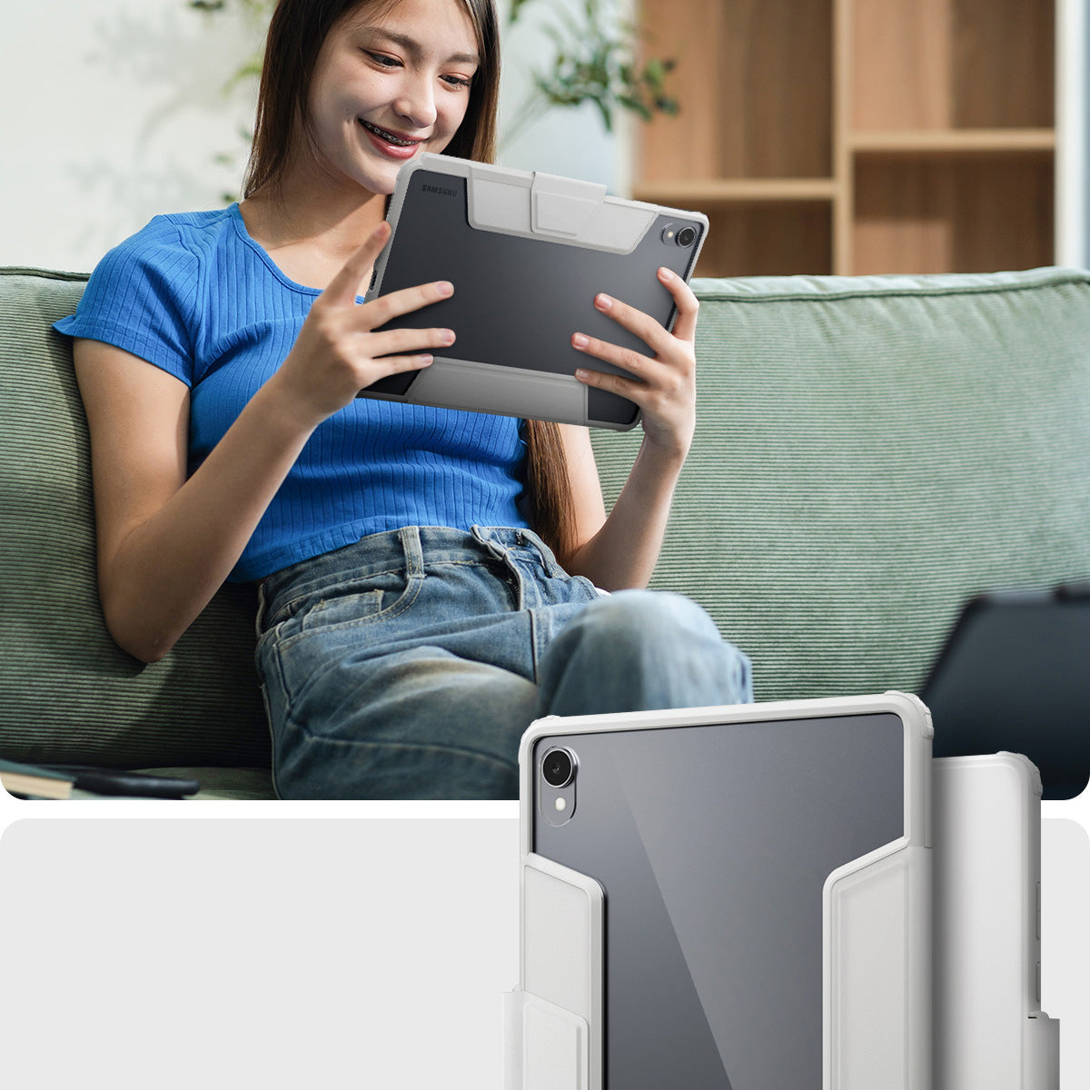 Schutzhülle für Galaxy Tab S11, Spigen Ultra Hybrid Pro, Grau-Transparent