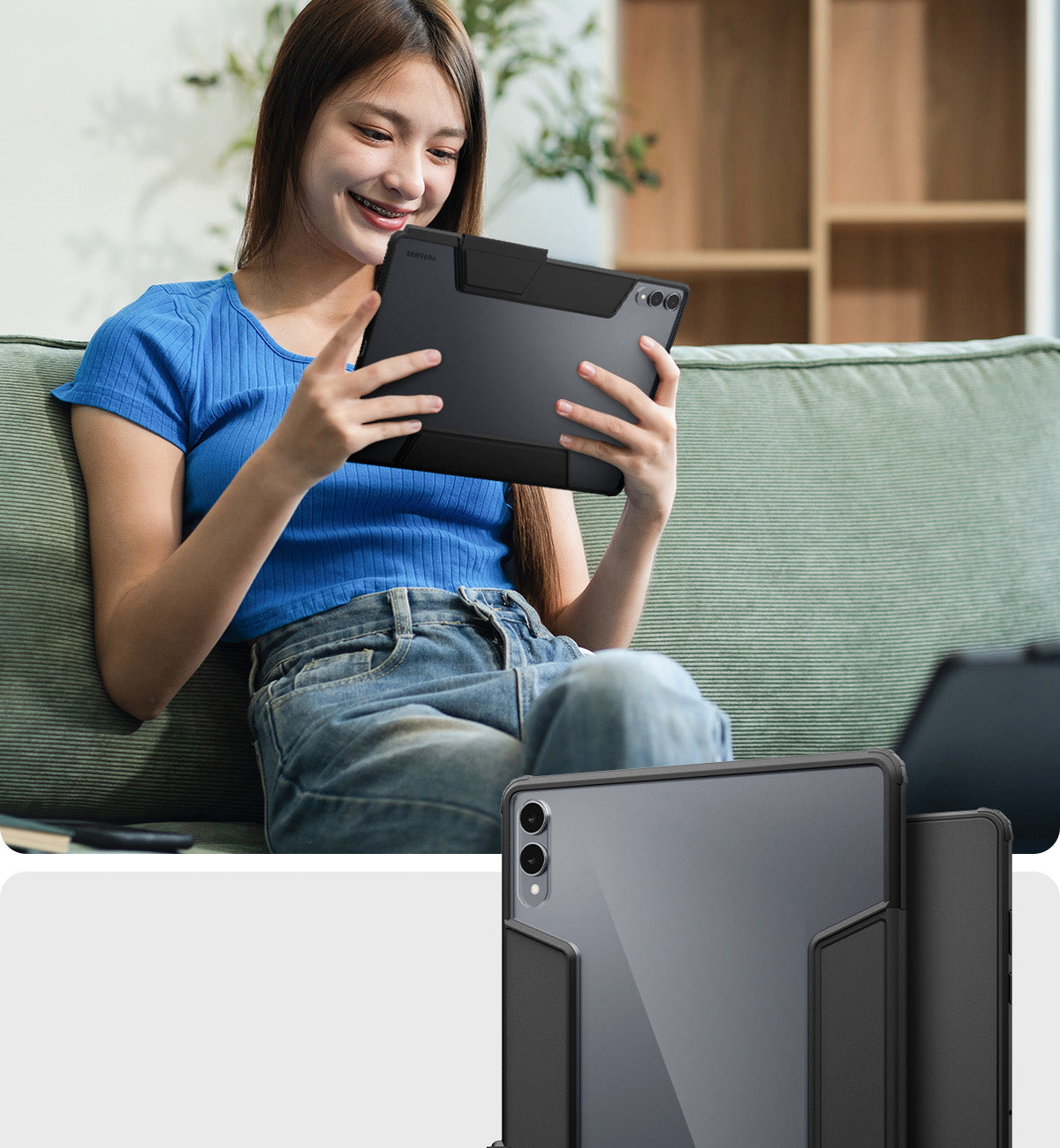 Schutzhülle für Galaxy Tab S11 Ultra, Spigen Ultra Hybrid Pro, Schwarz-Transparent