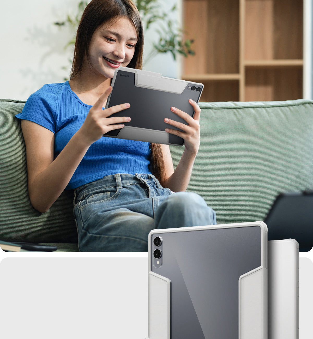 Schutzhülle für Galaxy Tab S11 Ultra, Spigen Ultra Hybrid Pro, Grau-Transparent