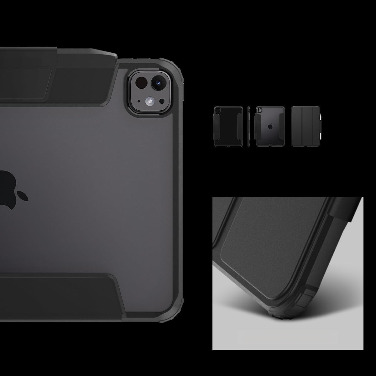 Schutzhülle für iPad Pro 11" 5 gen. 2024, Spigen Ultra Hybrid Pro, Schwarz und Transparent
