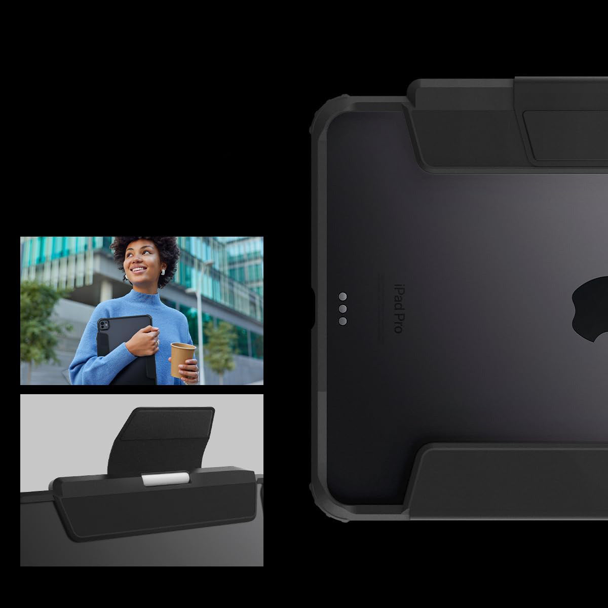 Schutzhülle für iPad Pro 11" 5 gen. 2024, Spigen Ultra Hybrid Pro, Schwarz und Transparent