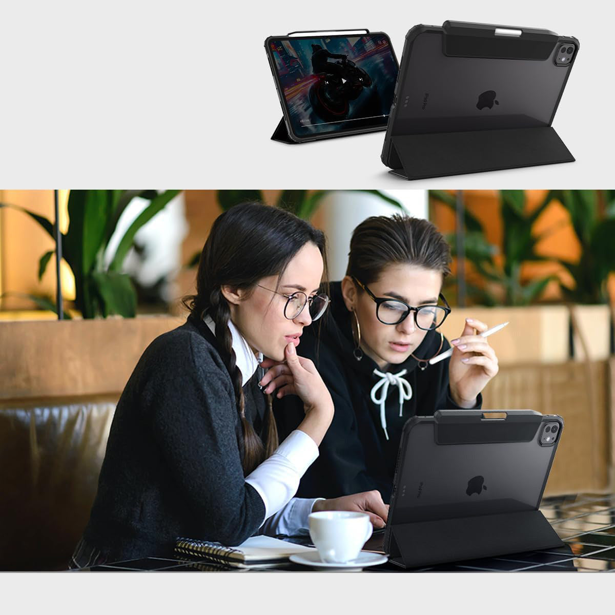 Schutzhülle für iPad Pro 11" 5 gen. 2024, Spigen Ultra Hybrid Pro, Schwarz und Transparent