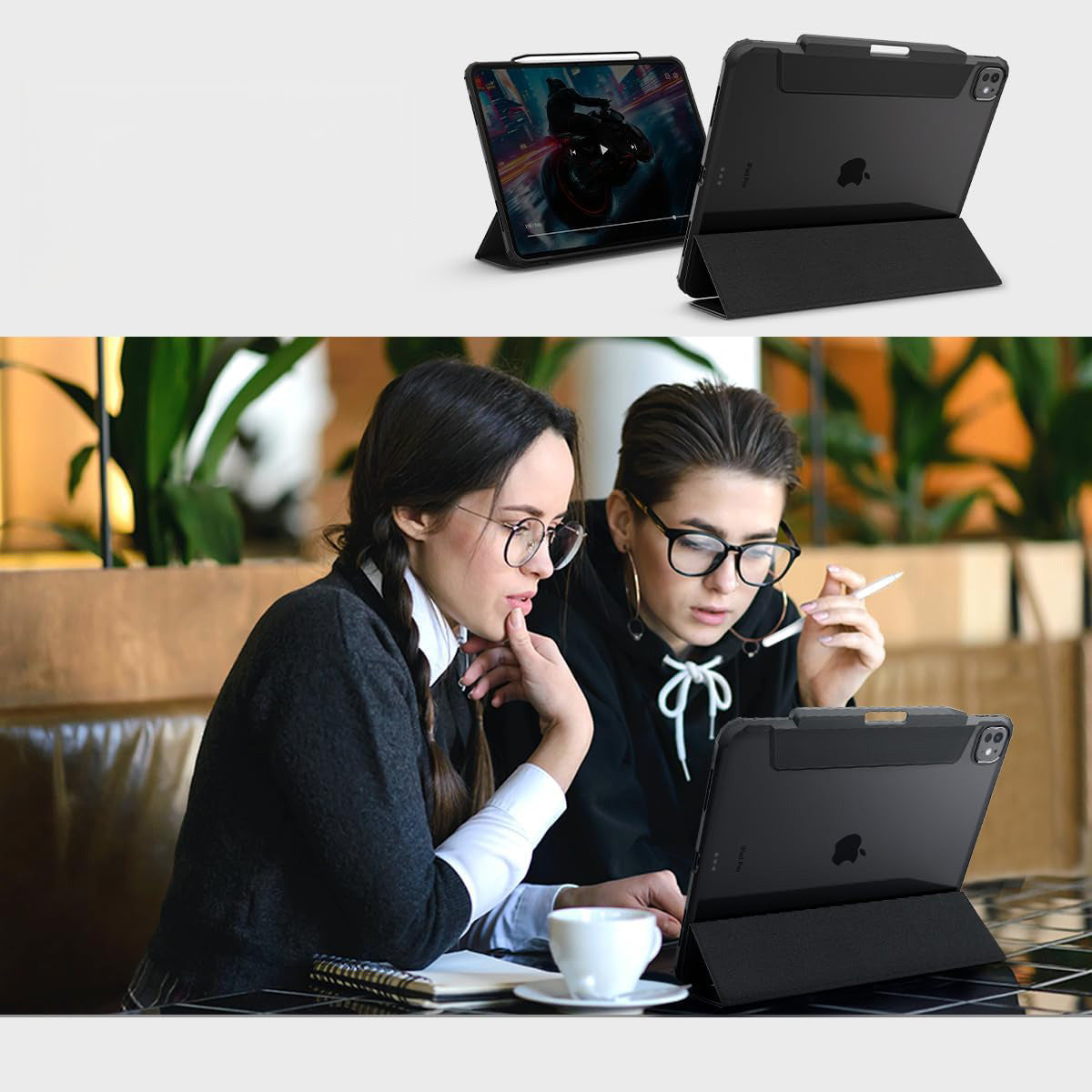 Schutzhülle für iPad Pro 13" 2025 / 2024, Spigen Ultra Hybrid Pro, Schwarz und Transparent
