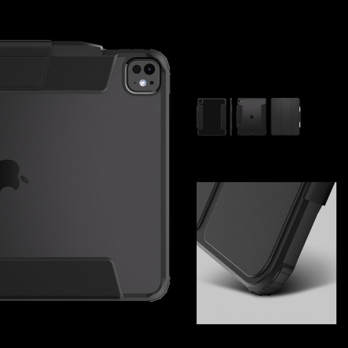 Schutzhülle für iPad Pro 13" 2025 / 2024, Spigen Ultra Hybrid Pro, Schwarz und Transparent