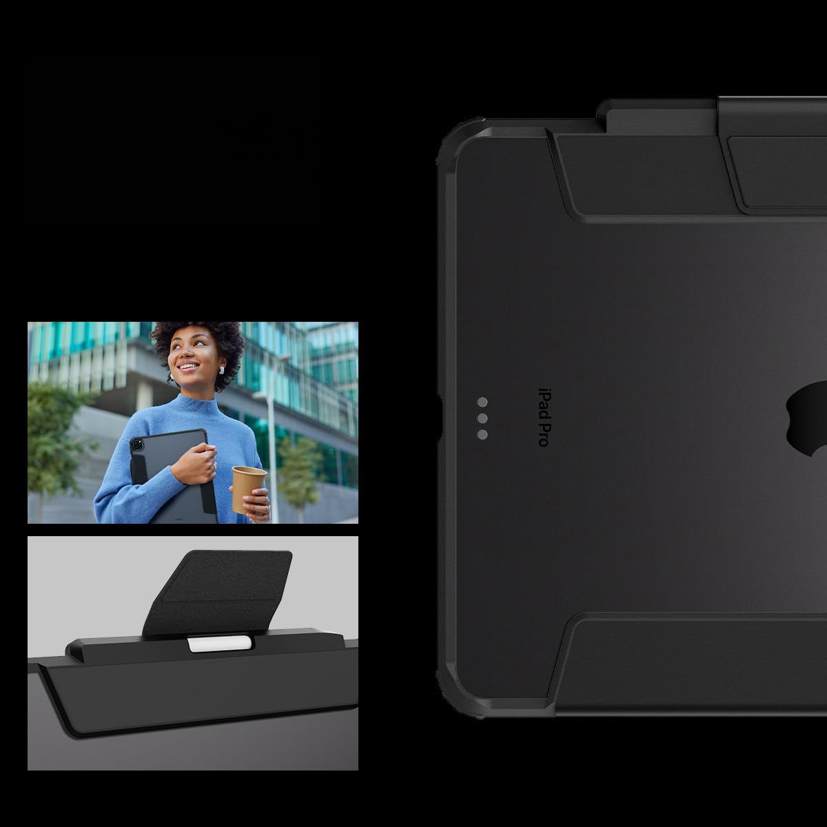 Schutzhülle für iPad Pro 13" 2025 / 2024, Spigen Ultra Hybrid Pro, Schwarz und Transparent
