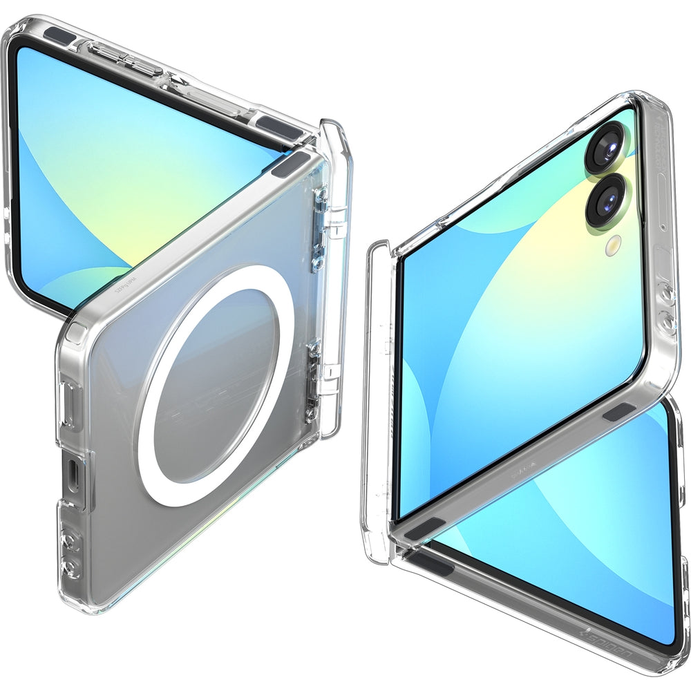 Handyhülle für Galaxy Z Flip7, Spigen Ultra Hybrid Pro Mag mit MagSafe, Transparent-Weiß