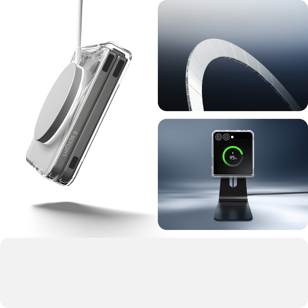 Handyhülle für Galaxy Z Flip7, Spigen Ultra Hybrid Pro Mag mit MagSafe, Transparent-Weiß
