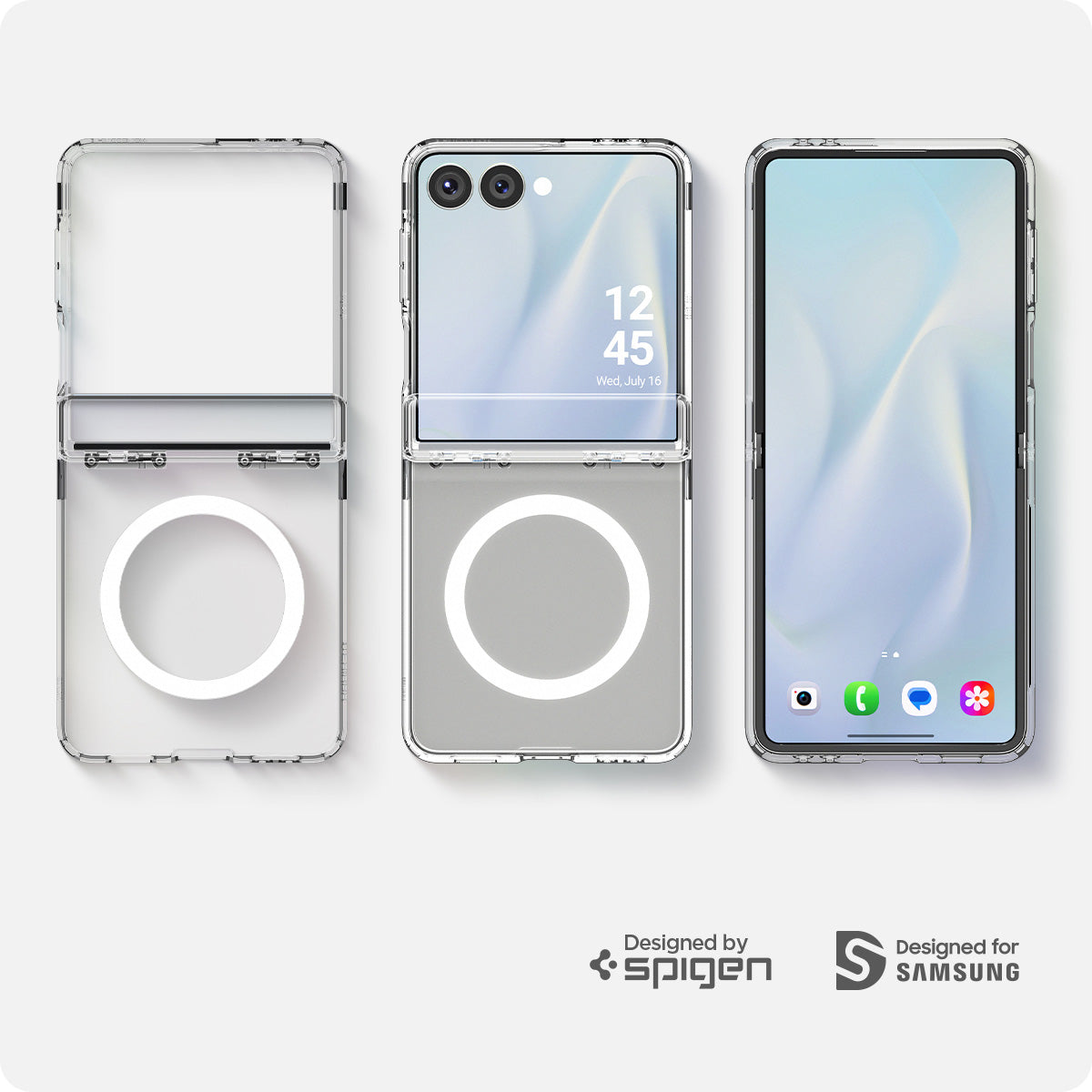 Handyhülle für Galaxy Z Flip7, Spigen Ultra Hybrid Pro Mag mit MagSafe, Transparent-Weiß