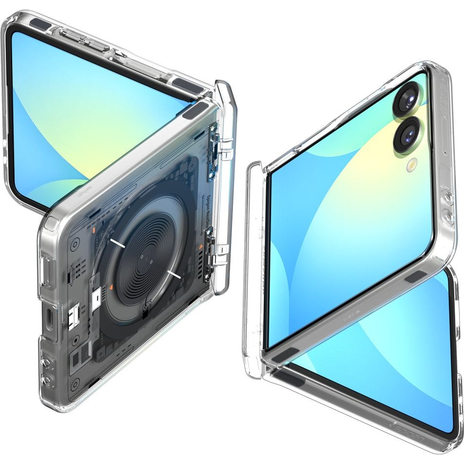 Handyhülle für Galaxy Z Flip7, Spigen Ultra Hybrid Pro Mag mit MagSafe, Transparent-Gemustert (Neo One)