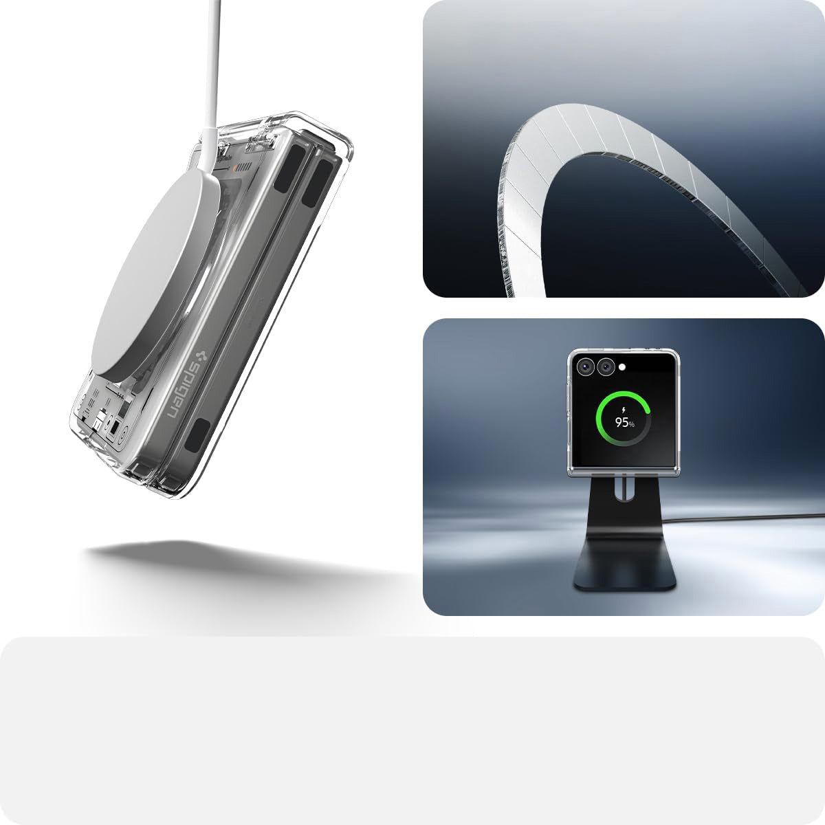 Handyhülle für Galaxy Z Flip7, Spigen Ultra Hybrid Pro Mag mit MagSafe, Transparent-Gemustert (Neo One)