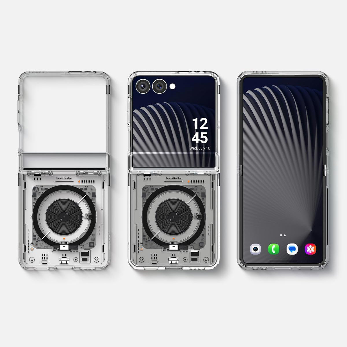 Handyhülle für Galaxy Z Flip7, Spigen Ultra Hybrid Pro Mag mit MagSafe, Transparent-Gemustert (Neo One)