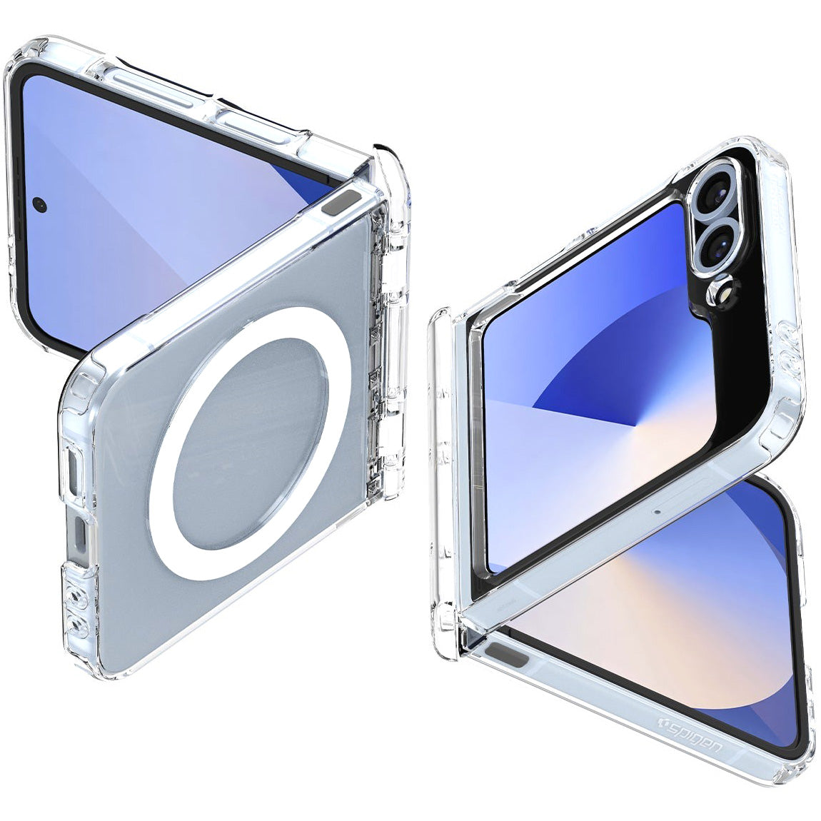Handyhülle für Galaxy Z Flip7 FE / 6, Spigen Ultra Hybrid Pro Mag mit MagSafe, Transparent-Weiß