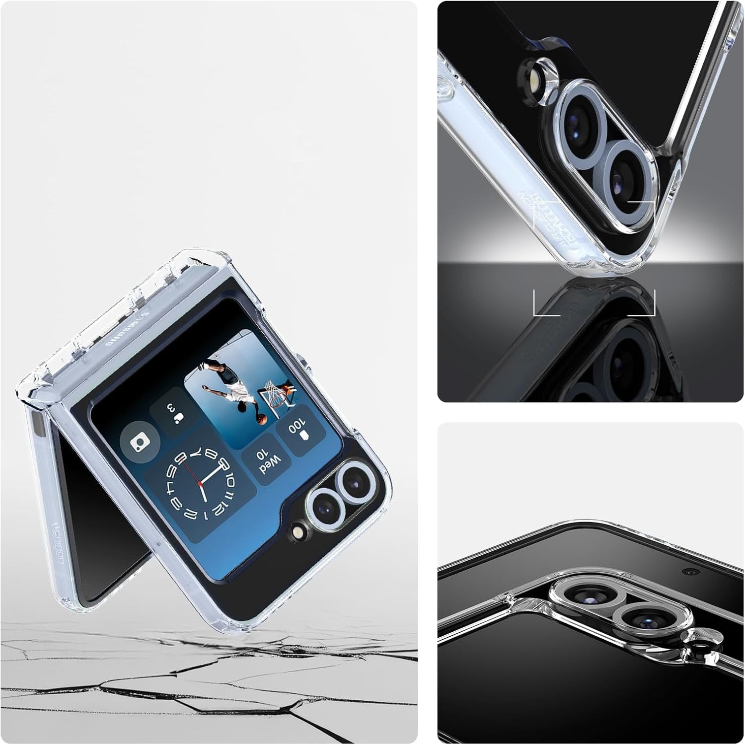 Handyhülle für Galaxy Z Flip7 FE / 6, Spigen Ultra Hybrid Pro Mag mit MagSafe, Transparent-Weiß